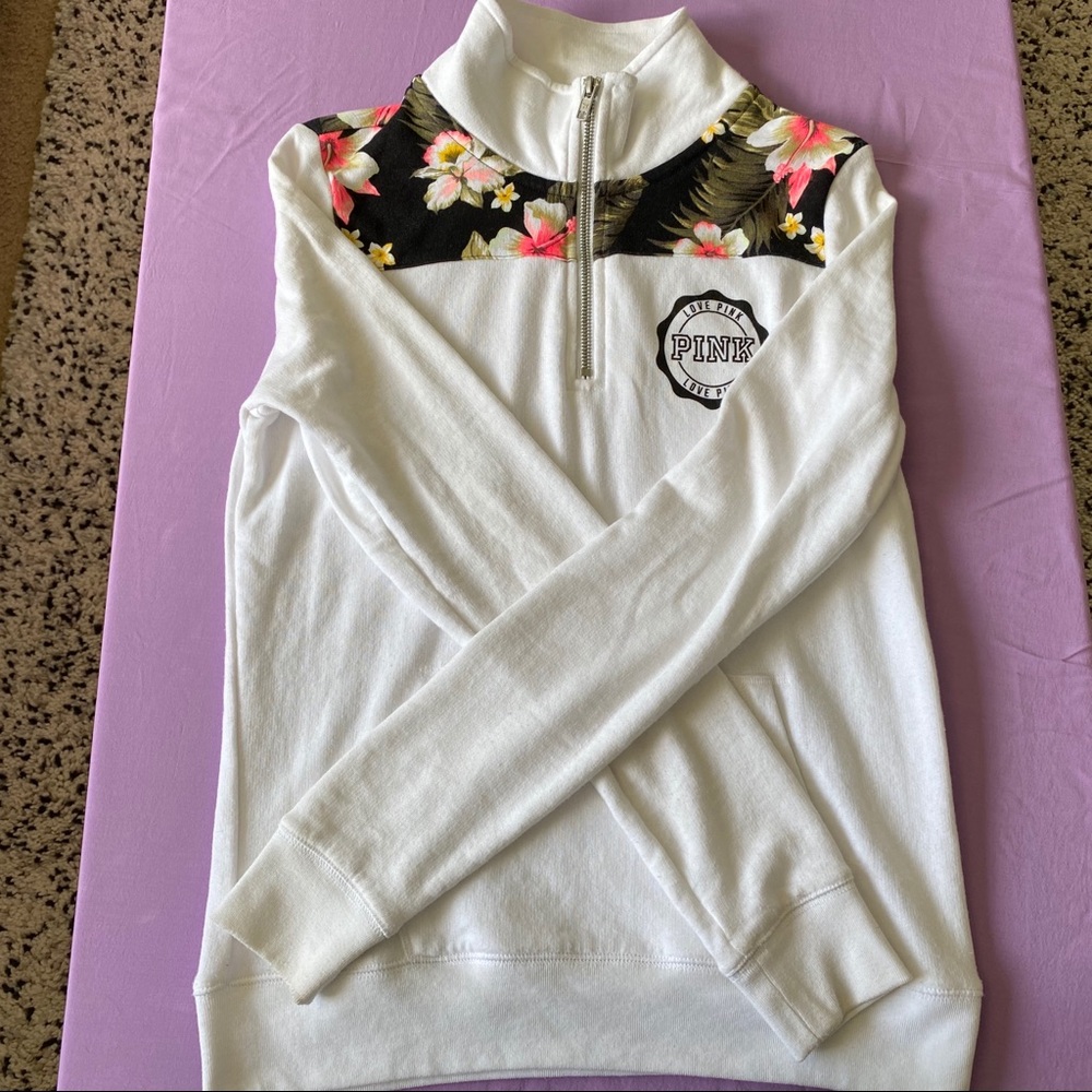 Victoria’s Secret PINK tropical floral quarter-zip